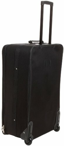 Black rolling suitcase with extended handle