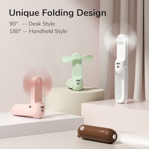 Foldable fans in desk and handheld styles